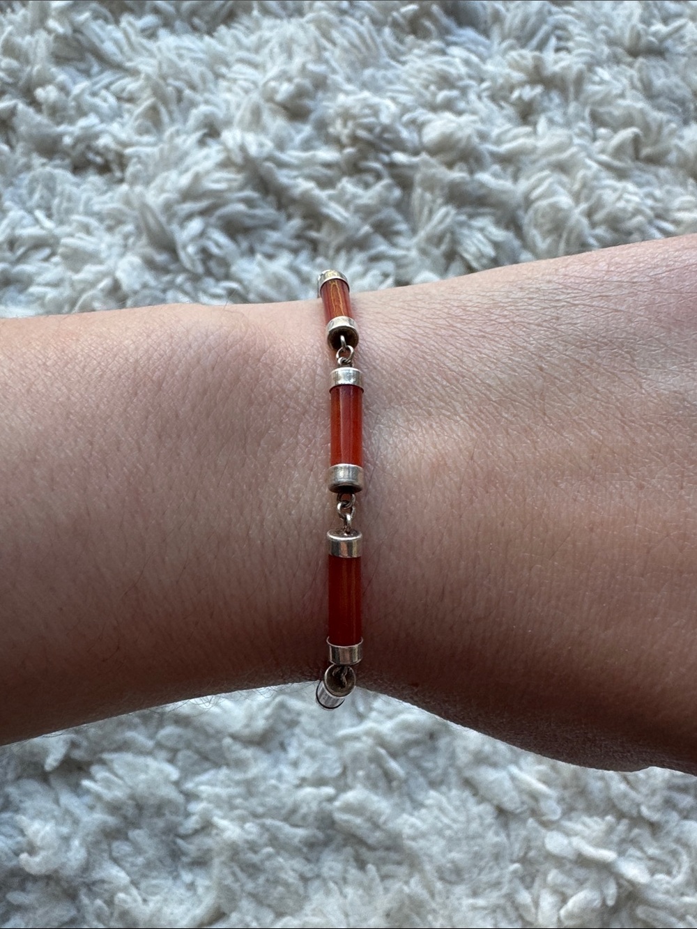 Sterling Red Jade Bracelet